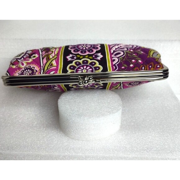 Vera Bradley Double KISSLOCK WALLET Very Berry Paisley Clutch Bag PINK EUC 8"x5" - Picture 6 of 10